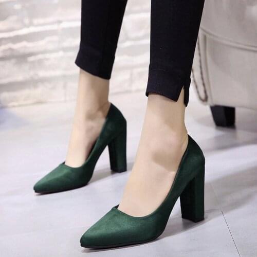 2021 new autumn suede shallow mouth 9CM high heel single shoes fashion solid color comfortable high heels