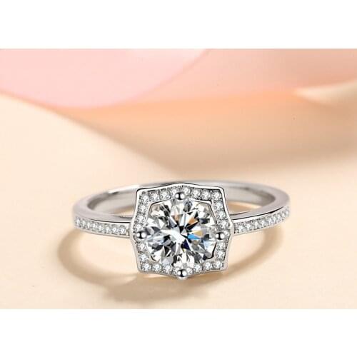 Silver 925 Original Brilliant Cut Diamond Test Past 2 Carat 8mm D Color Moissanite Wedding Ring 100% Real Gemstone Jewelry Gift