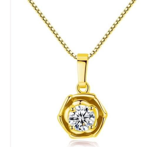 Dovolov Womens necklace long chain necklace plated rose gold necklace Hexagonal necklace alloy jewelry girl jewelry gift