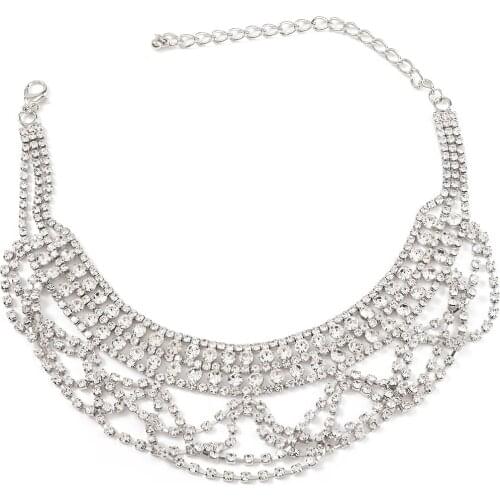Pauli Manfi Fashion Metal Rhinestone Lace Necklace Womens Creative Popular Necklace Banquet Jewelry Accessories