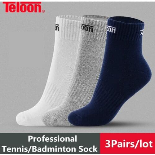 Teloon Professional Sports Socks for Tennis Badminton Basketball 100% Cotton Breathe Freely and Absorb Sweat Deodorant K037-3SPA