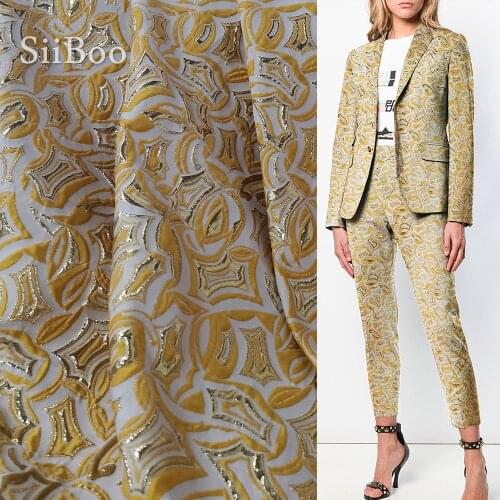 France style luxury gold embossed metallic jacquard brocade fabric for dress telas clothing tecidos stoffen tissu yarn SP5538