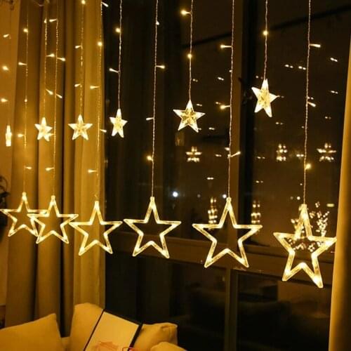 Christmas Fairy Lights LED Star Garland String Lights for Xmas Window Room Indoor Outdoor Decoration Wedding Party Light Lamps