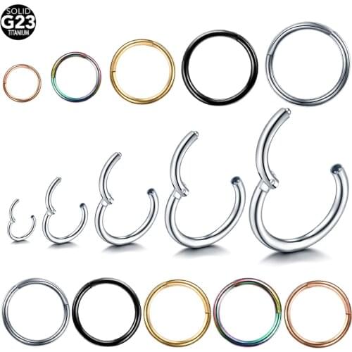 1PC Titanium Hinged Segment Ring Nose Septum Clicker Piercing Lip Earrings Helix Eyebrow Tragus Cartilage Piercings Body Jewelry