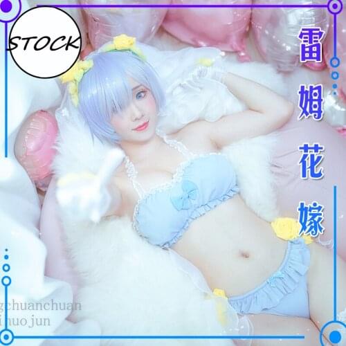 [STOCK]2018 Anime Re:Life In A Different World From Zero RAM/REM Flower Sexy Swimsuit For Cosplay Costume Halloween FreeShipping