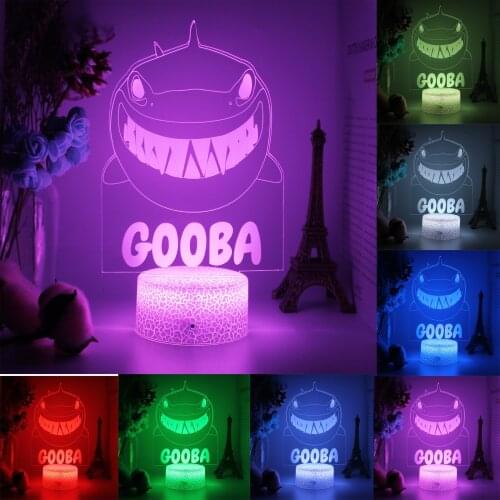 3D LED Illusion Lamp Light, Gooba Anime Night Light Lamp 16 Colors Change with Remote,Valentines Day Present/Birthday/Party