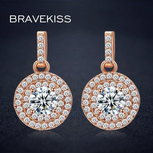 BRAVEKISS Vintage aaa Zircon Women Ear Piercing Stud Earrings CZ Crystal Pave Earing Studs Jewelry brincos mujer aretes BUE0198