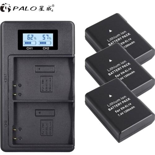 3Pcs EN-EL14 ENEL14 EN EL14 EL14A Camera Battery + LCD Dual USB Charger for Nikon P7800,D5300,D5200,D3200,D3300,D5100,D3100,Df