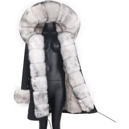 2021 Women Fashion Natural Real Fox Fur Collar Big Fur Outerwear Warm Winter Jacket Real Fur Coat Detachable Long Parka