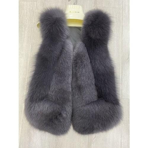 2020 Winter Real Fox Fur Veast Women Fashion Sleeveless Jacket Female Thicked Overcoat