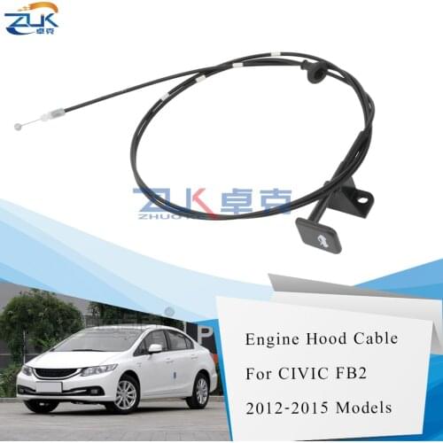 ZUK Hood Wire Assy Hood Lock Control Cable Wire For HONDA CIVIC FB 2012 2013 2014 2015 Grey Black Color Genuine