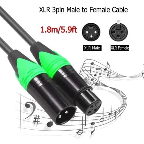 1.8m 3Pin XLR Jack Male to Female Plug Microphone Adapter AUX Audio Cable Wire Connecting Wire Conductor Is Oxygen-Free Copper