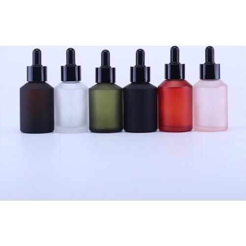 10PCS 60ml Luxury empty matte frosted cosmetic packing glass dropper bottle with Black Pipette for oil