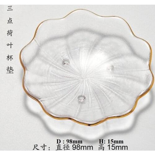 2 Pieces Pack Small Clear Glass Dishes Gold Rim Charger Plates For Hotel Restaurants Wedding