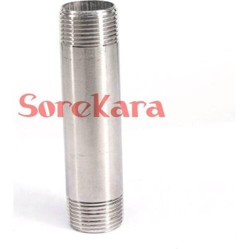 3/4" BSP Equal Male Thread Length 50mm 304 Stainless Steel Long Straight Pipe Fitting Connector Adapter