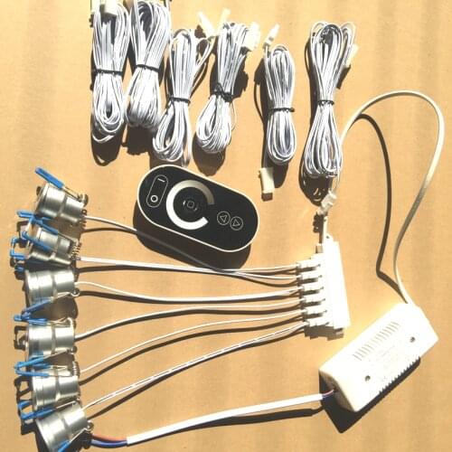 3W LED Puck Light 4M Wire Dimmable AC110V 220V LED Cabinet Lamps LED Recessed Ceiling Downlights 6pcs/lot + Dimmer+Controller