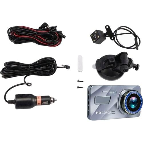 4 Inch Display Touchscreen Dual Screen Recording ABS Shell 1080P HD Front and Rear Dual Lens Driving Recorder