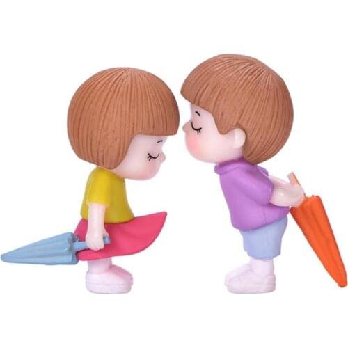 4Pcs PVC Plastic Umbrella Couple Micro-landscape Ornament Crystal Ball Accessory Valentines Day Birthday Gift Crafts Toy