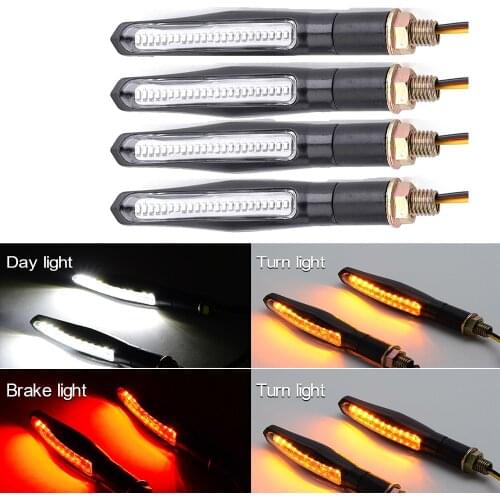 4Pcs Universal Led Turn Signal Lights Motorcycle Indicators LED Flashing Brake Stop DRL Lights For Honda Kawasaki Yamaha Suzuki