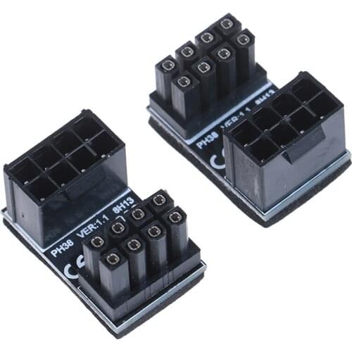 ATX 8pin Male 180 Degree Angled to 8 Pin Female Power Adapter for Desktops Graphics Card