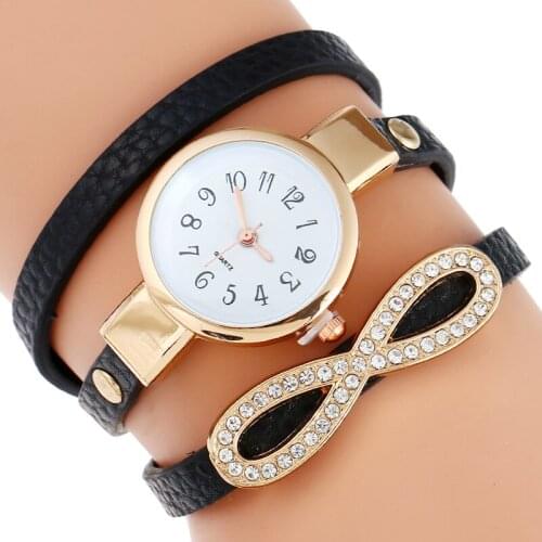 Gnova Platinum New Brand Fashion Strap Bracelet Women Watch Golden Ribbon Charm PU leather wrap dress quartz wristwatch A957