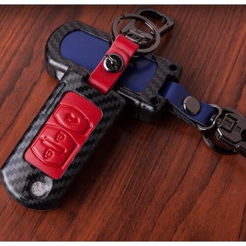 Carbon Fiber Genuine Leather Car Key Case Protect for Mazda 2 3 5 6 CX-3 CX-4 CX-5 CX-7 CX-9 Atenza Axela MX5 Fob Cover Set