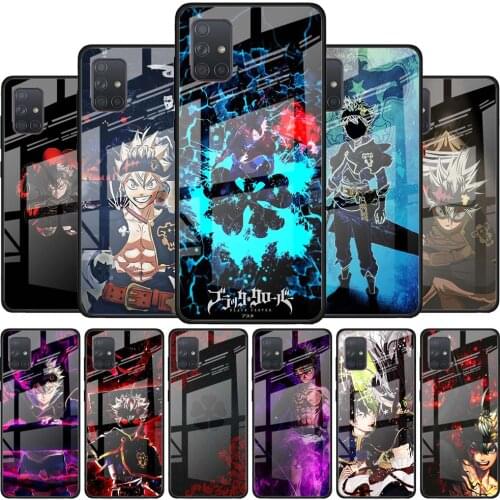 Phone Case for Samsung Galaxy A51 A71 A21s A31 A41 A10 A20 A30 A40 A50 A70 M31 M21 M51 Tempered Glass Cover Black Clover Asta