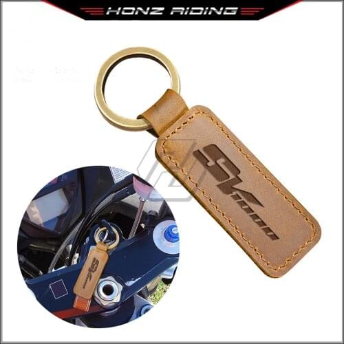 For Suzuki SV1000 SV1000S Key Motorcycle Cowhide Keychain Key Ring Case
