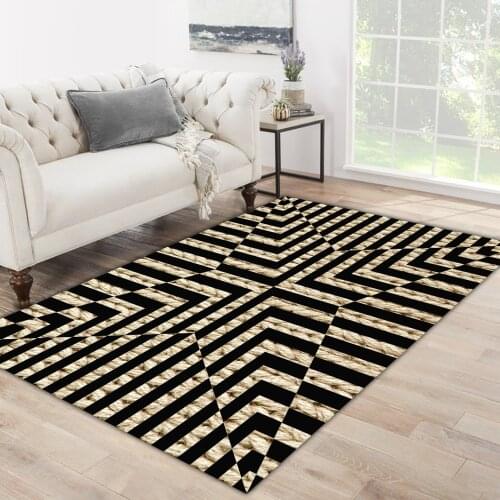 Black brown color black line rectangle shape ethnic patterned carpet modern carpet living room rug free shipping soft textured