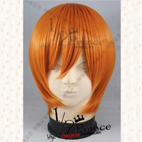 For fruit basket.Souma kyo short orange straight cosplay wig + wig cap