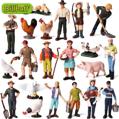 Farm Staff Worker Farmer Action Figure PVC People Model Figurine Decor Decoration Accessories Modern Toys for children Kids Gift