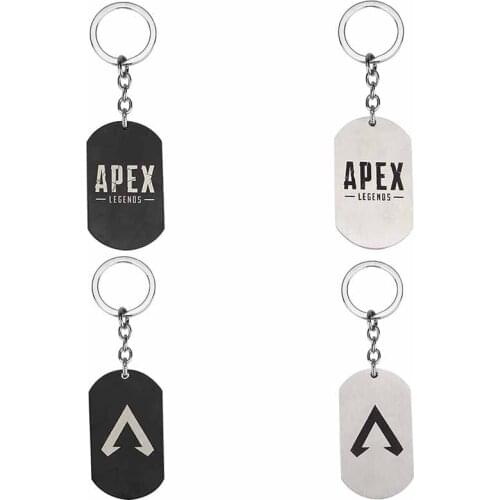 Hot FPS Game Apex Legends Keychain Fashion Stainless Steel Metal Square Shape Logo Engraved Keyrings Gift Souvenirs Jewelry