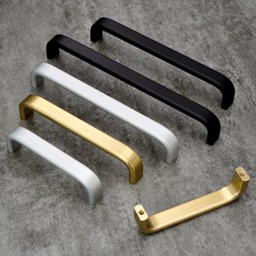 HJY 5Pcs Closet Door Handles Kitchen Furniture Knob Aluminual Alloy Modern Simple Style Cabinet Black Silver Gold Knobs WG005