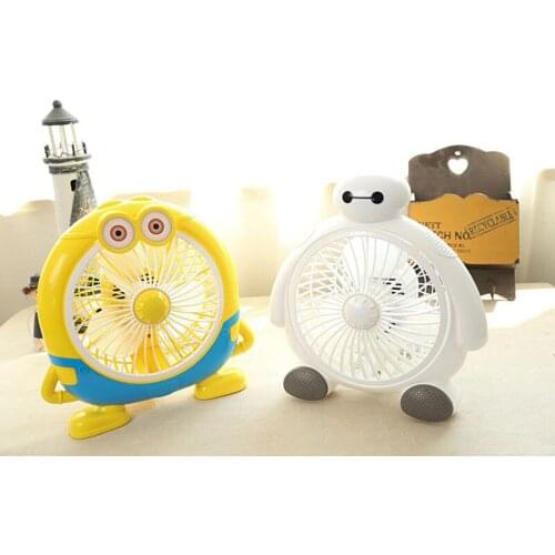 ITAS1340 portable Cartoon animation small fan dormitory student household small mini fan white yellow wholesale