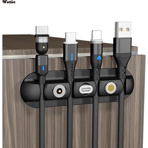 Cable Organizer and Magnetic Cable Plug Box Headphone Earphone Charger Cord Protector Desk Winder Clip Cable Management