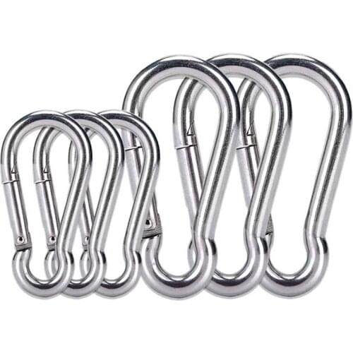 6Pcs Stainless Steel Spring Snap Hook Carabiner, Small Carabiner, Stainless Steel Clips for Flags Climbing(M6 and M8)