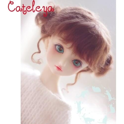 Cateleya BJD doll with wig 1/8 1/6 1/4 giant baby 1/3 mohair red brown double dumplings hair