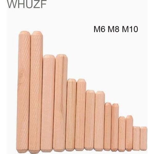 M6/M8/M10*L mm Wooden Dowel Cabinet Drawer Round Fluted Wood Craft Dowel Pins Rods Set Furniture Fitting Wooden Dowel Pin