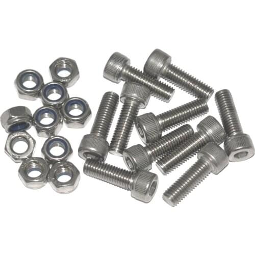 M8x25mm 304 Stainless Steel Hex Bolt Socket Head Cap Screws with Nylon Insert Hex Lock Nuts 10pcs