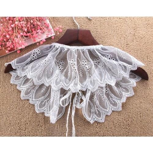 40GC Fashion Women Bandage Lace Women Blouse Fake False Collar Doll Collar Clothes Shirt Detachable Collars Shirt Apparel