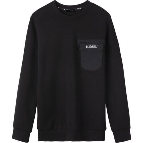 Votsein Mens Sweatshirts Casual Fake Pocket Crewneck Indoors Outdoors Long Sleeve Pullovers