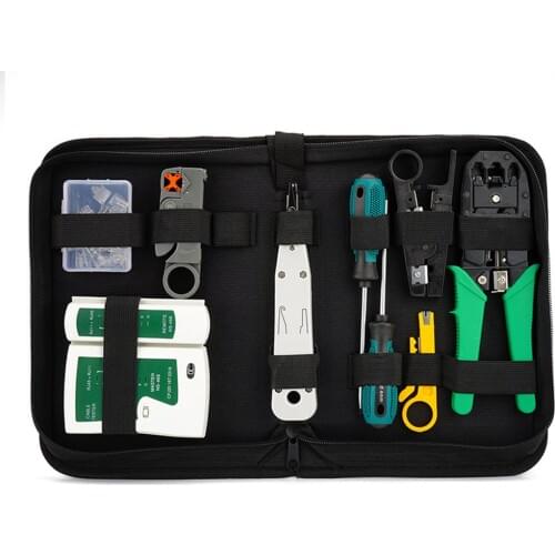 Hot Home Computer Network Repair Tool Kit LAN Cable Tester Wire Cutter Screwdriver Pliers Crimping Maintenance Tool Set Bag