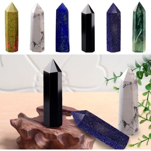 Natural Crystal Fluorite Quartz Stone Point Healing Hexagonal Wand Treatment Stone Hexagonal Raw Gemstone Decoration 5.5-7.5CM