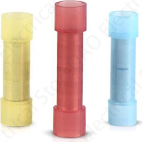 20pcs BNYF1.25/2/5.5 Nylon Insulated Straight Butt Wire Terminal Connector Copper Conductor Electrical Cable Crimp Terminal BNYF