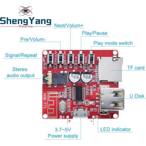TZT New Bluetooth decoder board MP3 lossless car speaker amplifier modified Bluetooth 4.1 circuit board