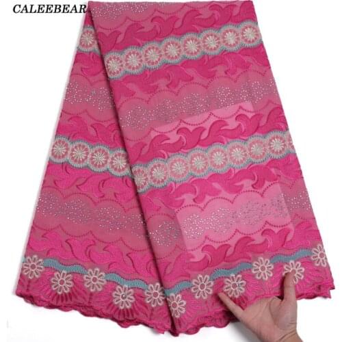 Latest Swiss Lace Fabric Embroidery African Lace Fabric 5Yards Cotton Fabric Swiss Voile Lace In Switzerland For Dresses S2213