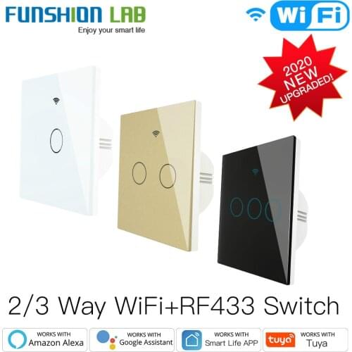 NEW Upgraded WiFi Smart RF433 Touch Switch 2/3 Way Smart Life/Tuya App Control,Alexa Google Home Voice Control 1/2/3 Gang
