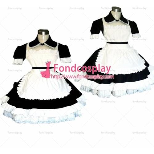 Fondcosplay adult sexy cross dressing sissy maid short white black Cotton Dress apron School Uniform Costume Tailor-made[CK183]