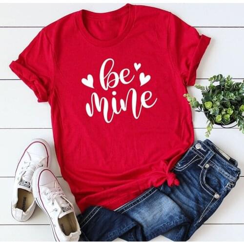 Casual Tumblr T Shirt Valentines Day Gift T-shirt Unisex Women Be Mine Letter Print Tshirt Summer Graphic Funny Tee Top