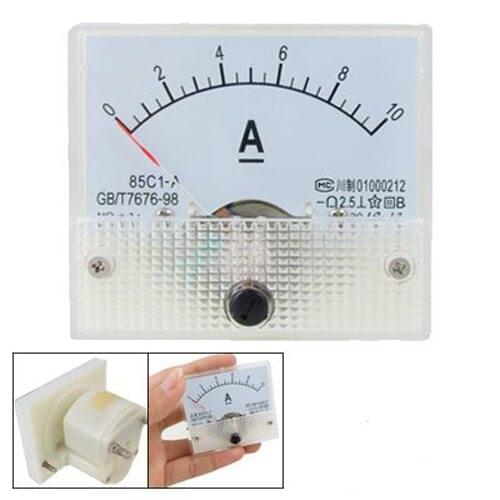 85C1 DC 0-10A Rectangle Analog Panel Ammeter Gauge